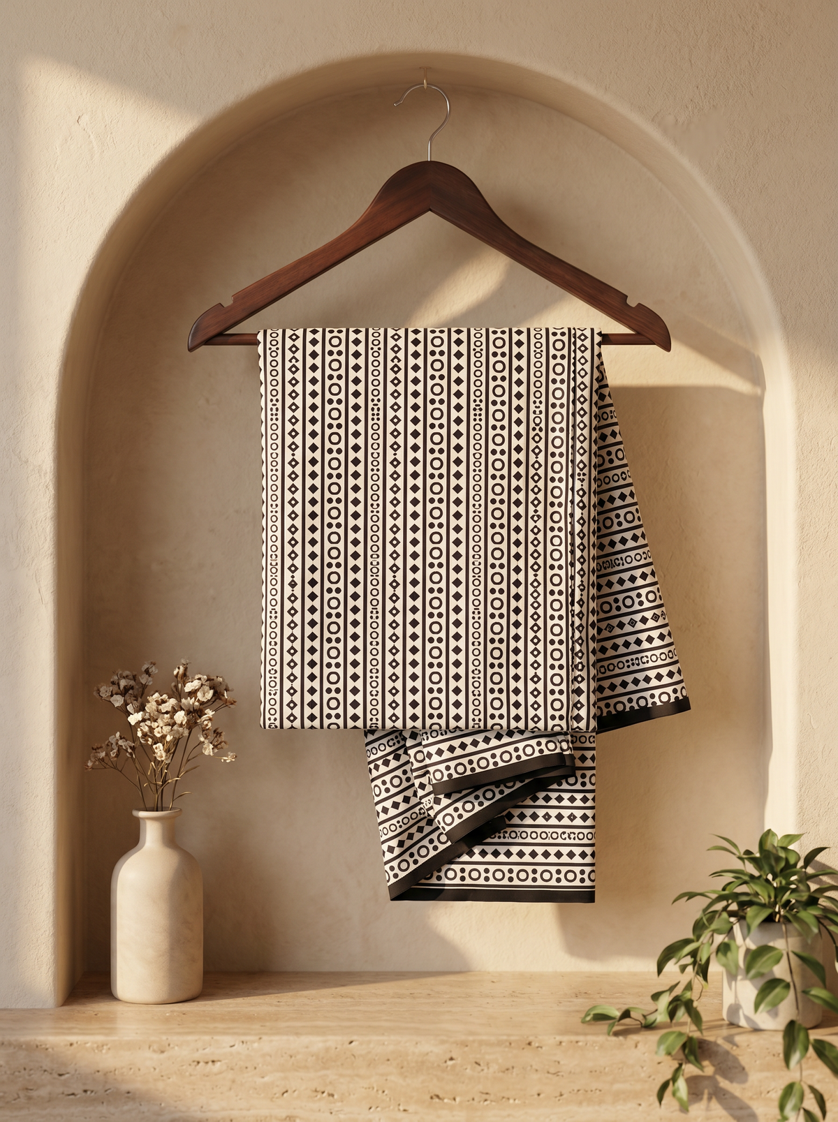 Elegant Black & White Printed Lawn 2-Piece Unstitch Suit