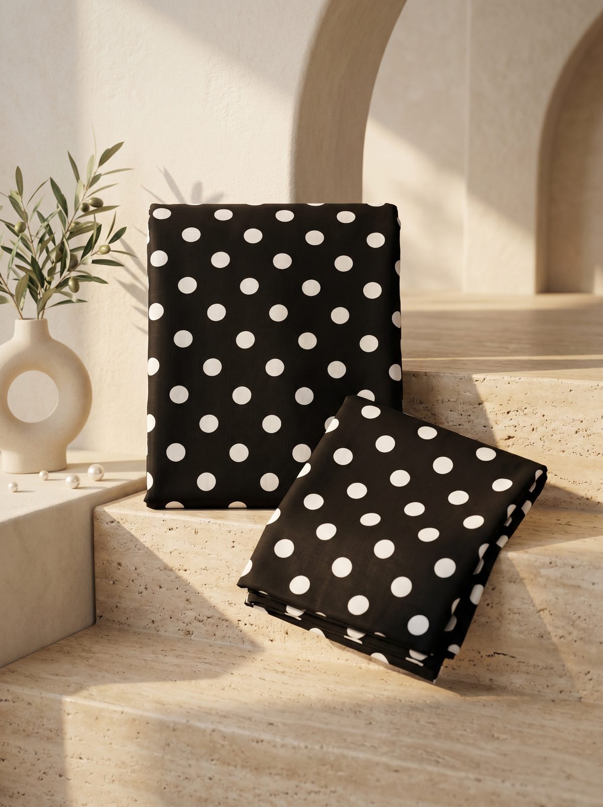 Black Polka Dot 2-Piece Unstitch Women's Suit