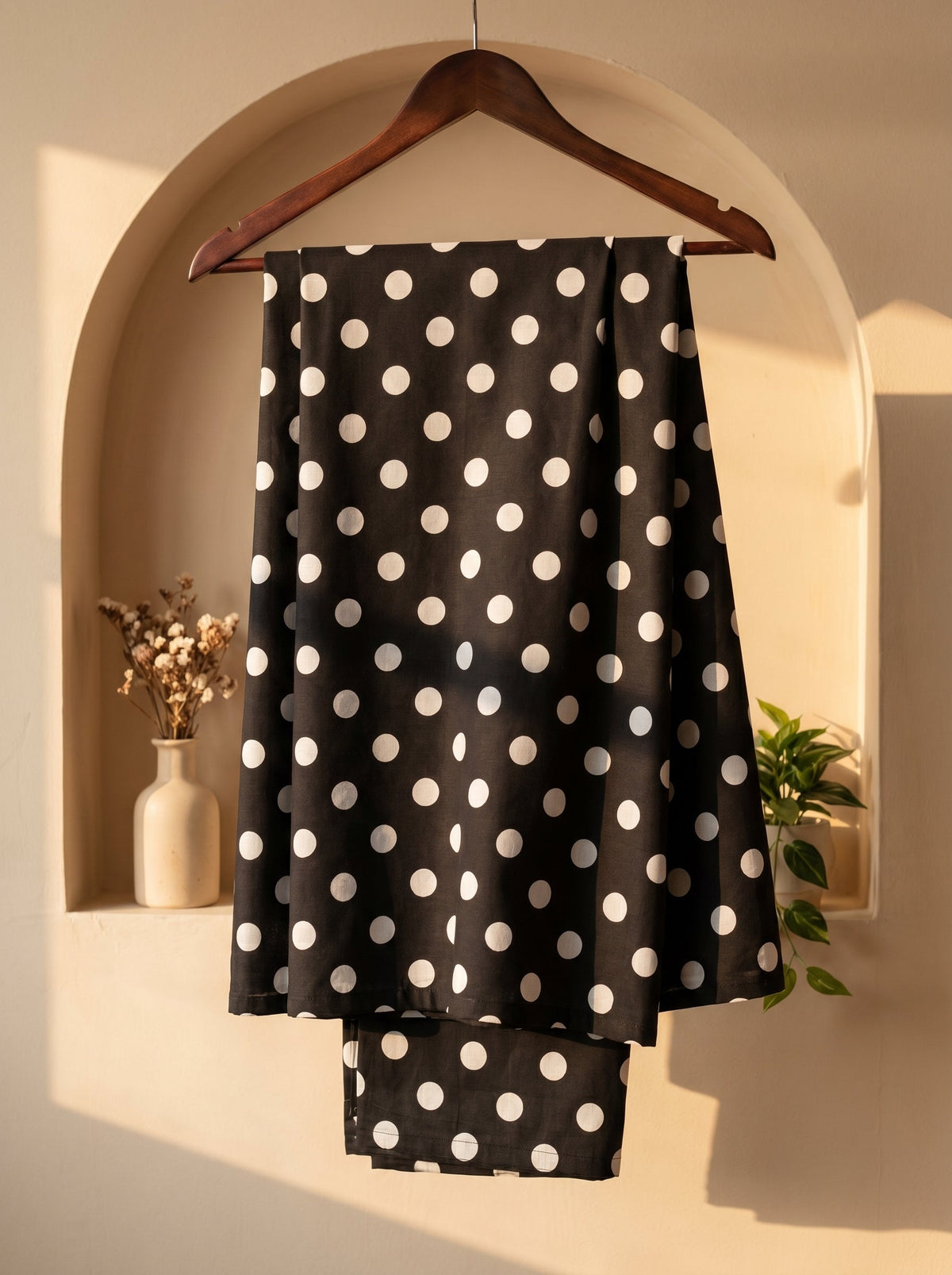 Black Polka Dot 2-Piece Unstitch Women's Suit