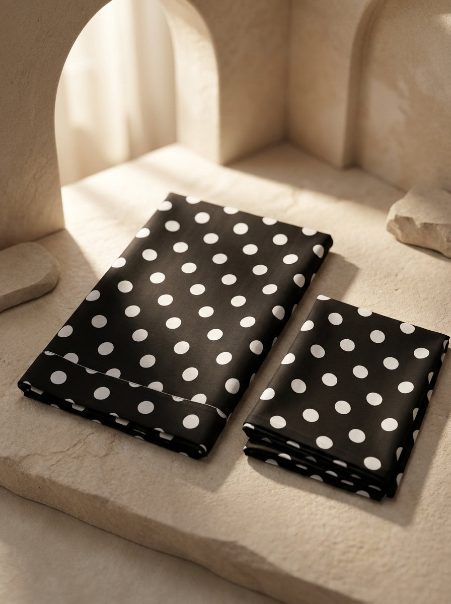 Black Polka Dot 2-Piece Unstitch Women's Suit