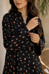 Black Floral Printed 2-Piece Lawn Suit