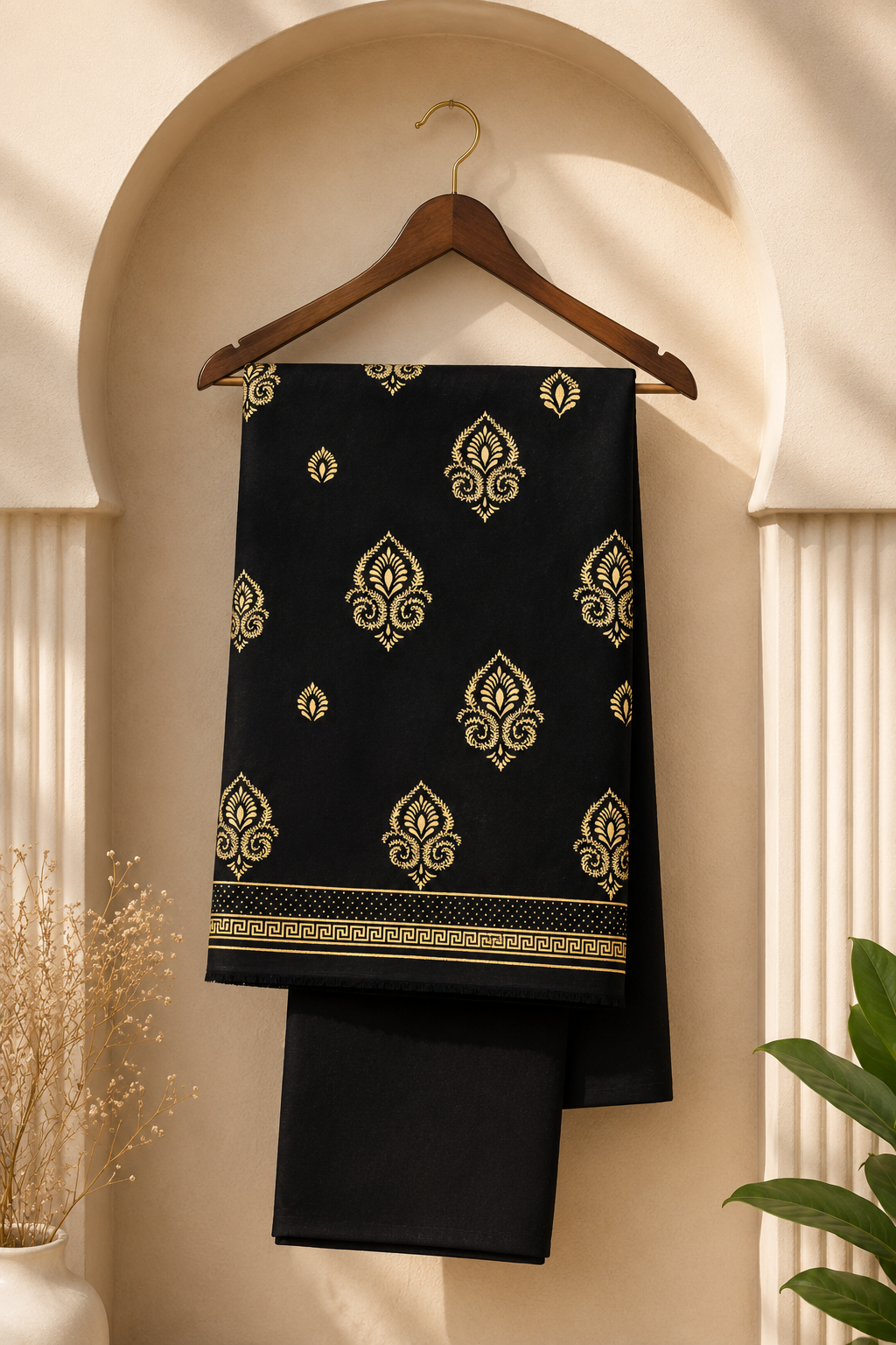 Black & Gold Printed 2-Piece Unstitch Lawn Suit