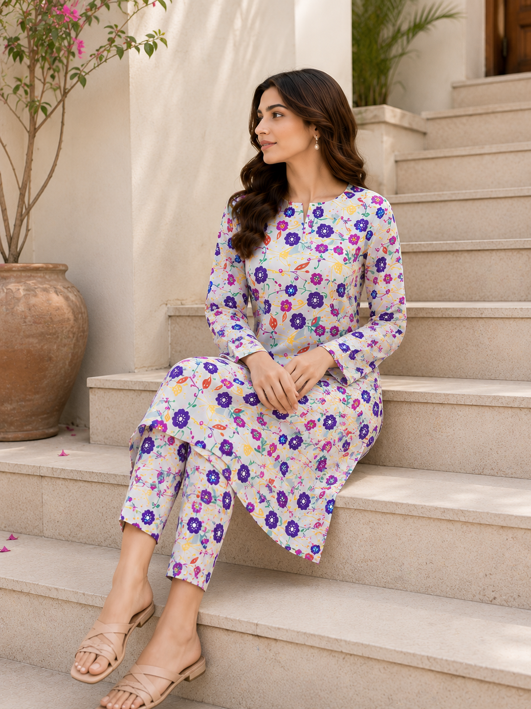 Floral Printed 2-Piece Lawn Unstitch Suit