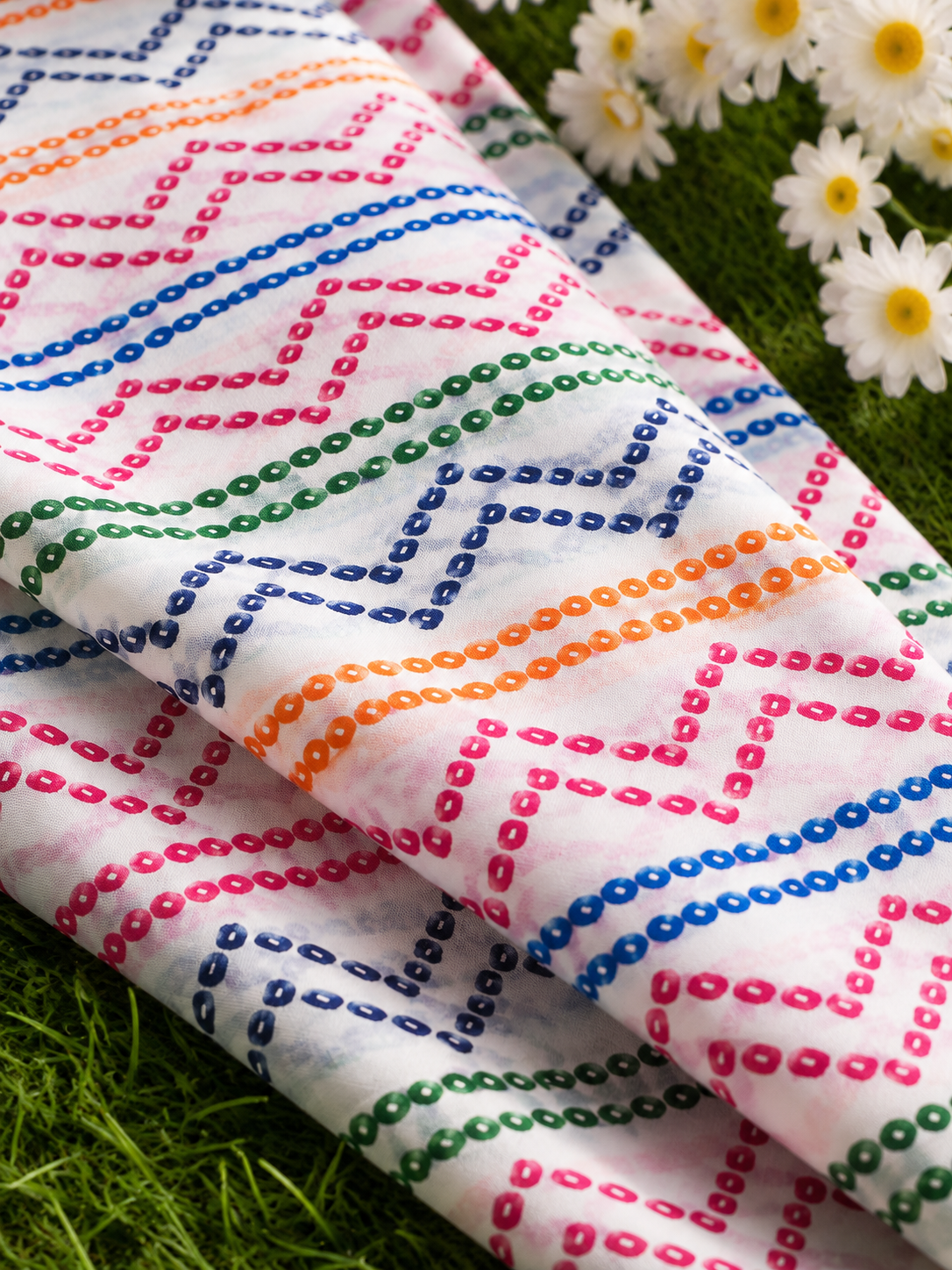 Rainbow Chevron Printed 2-Piece Lawn Unstitch Suit