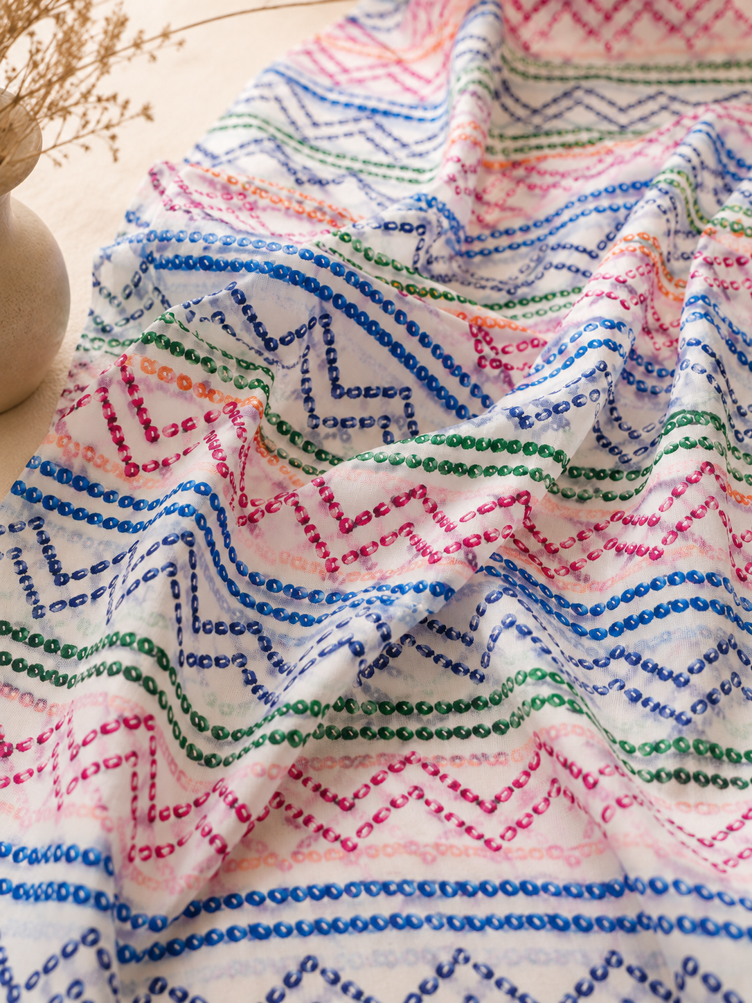 Rainbow Chevron Printed 2-Piece Lawn Unstitch Suit