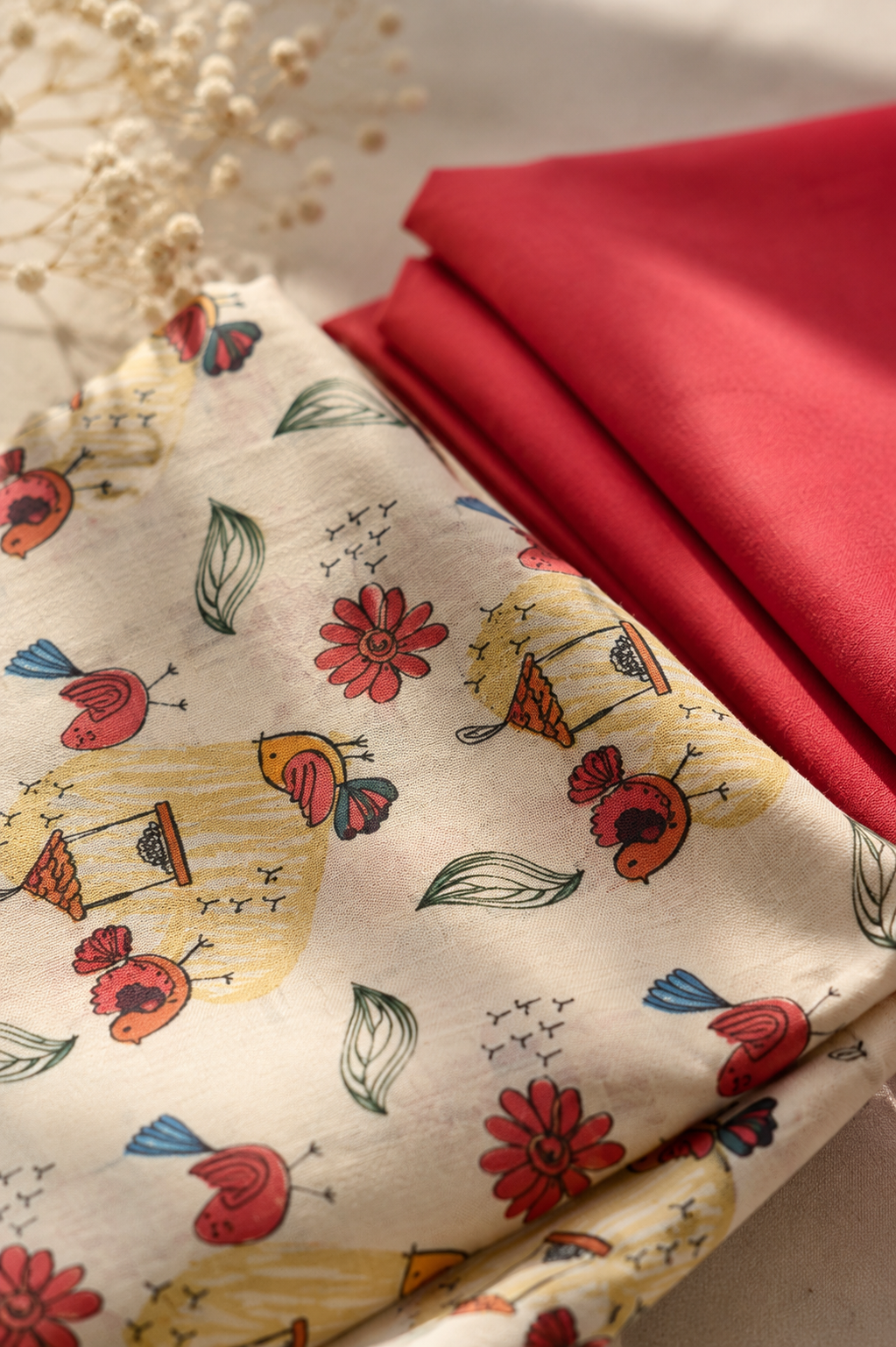 Cream Printed 2 Piece Unstitch Lawn Suit