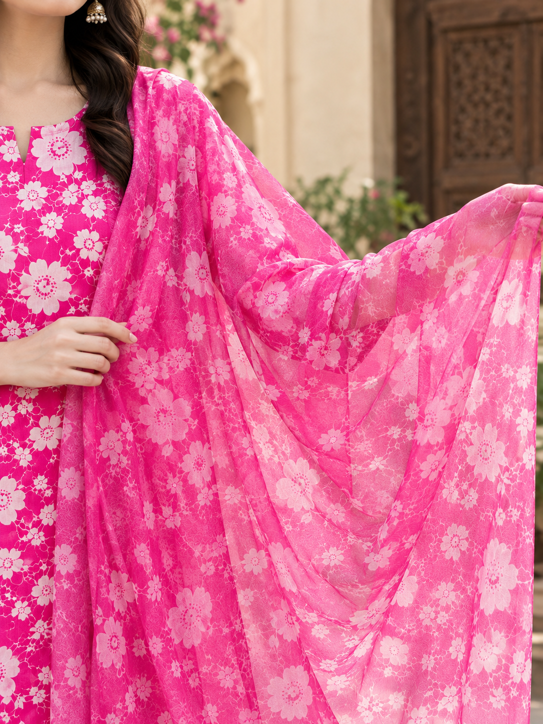 Linen Unstich 3-Piece Suit with Pure Bember Dupatta