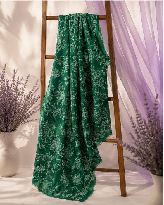 Emerald Green Printed Lawn 2-Piece Unstitch Suit – Women's Summer Collection
